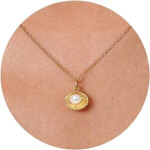 ⚡Necklace for Women 14K Gold-plated/White Gold-plated Dainty Pearl Shell